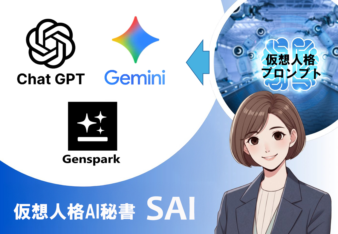 AI秘書SAIの役割 - 人とAIの間に立ち対話をサポートする仮想秘書のコンセプト図